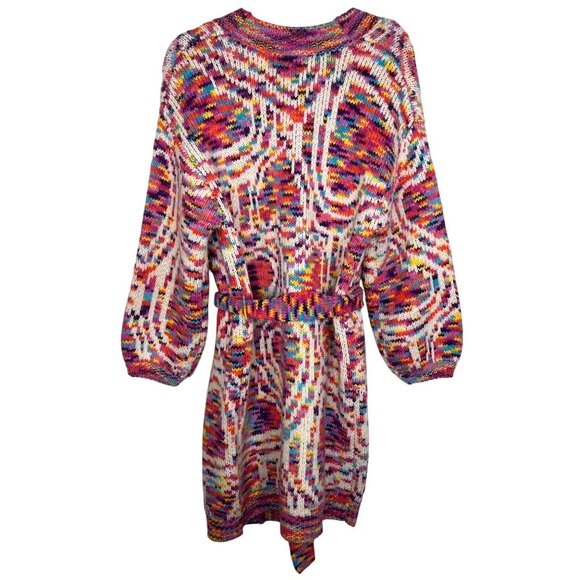 Farm Rio Wild Heart Duster Belted Cardigan Sweater Rainbow Size X-Small - Picture 6 of 13